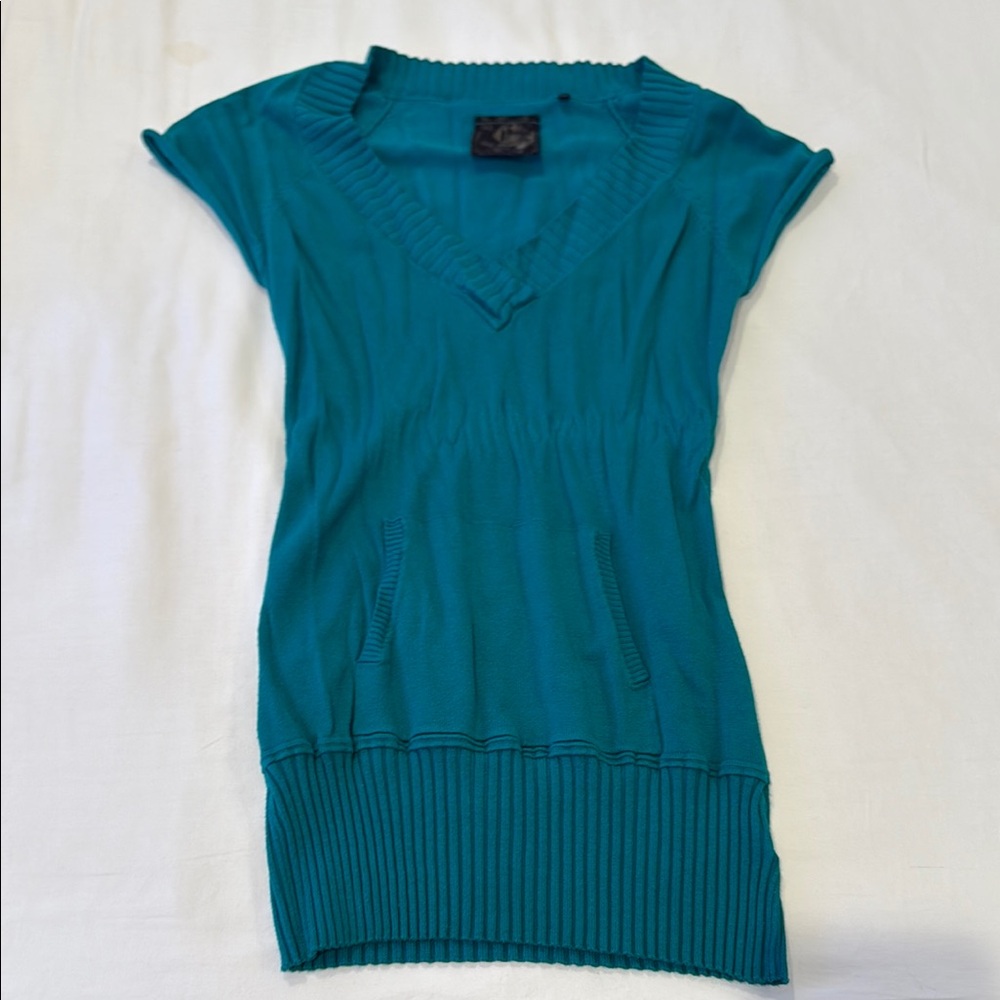 Teal V-Neck Women's Top